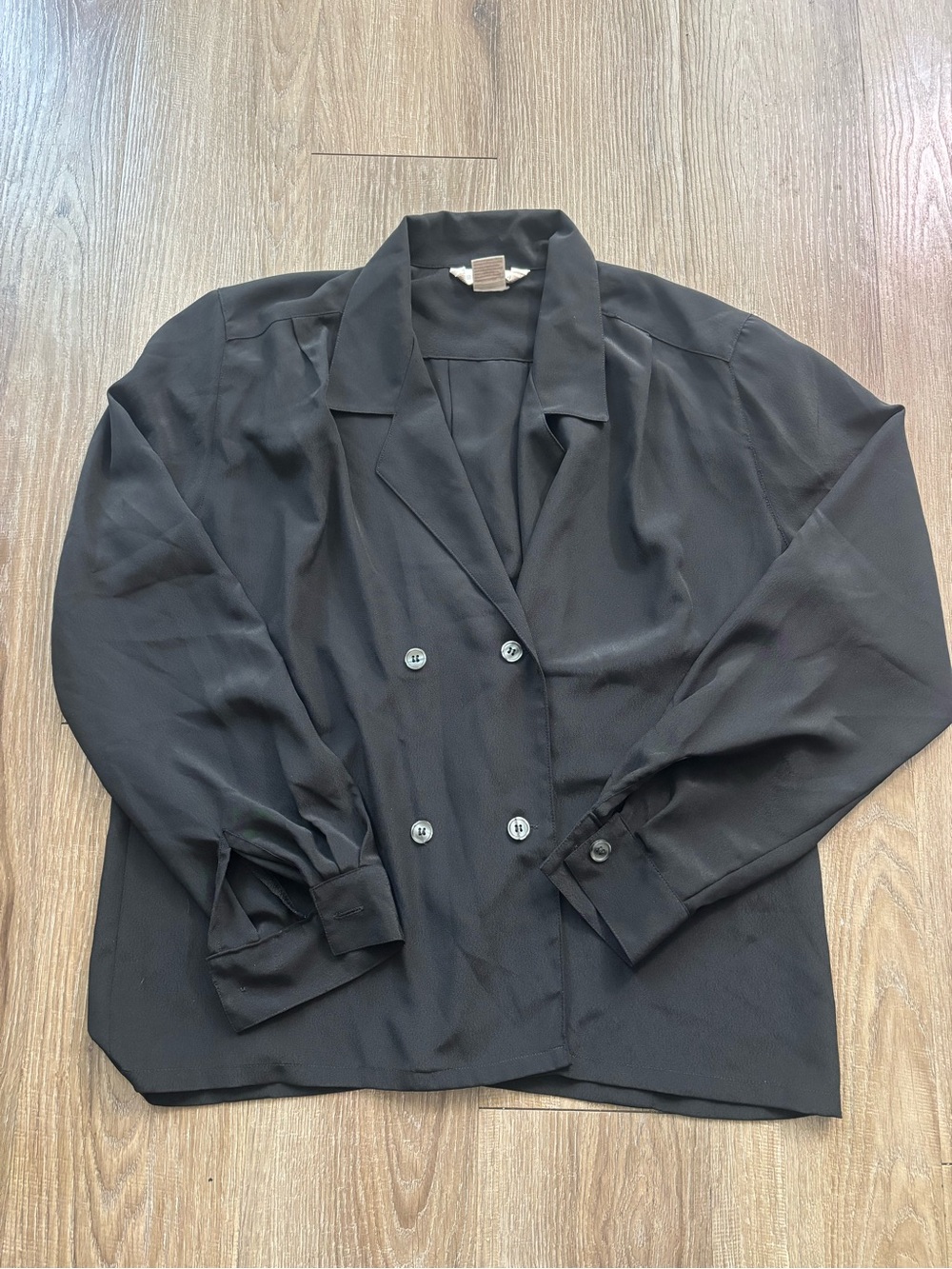 Vintage Rena Rowan Black Double-Breasted Blazer Jacket